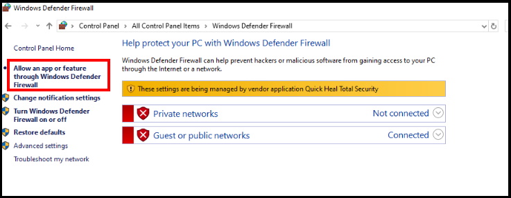 allow an app through windows defender