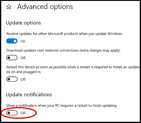 Stop Update Restart Notification