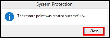 create system restore point