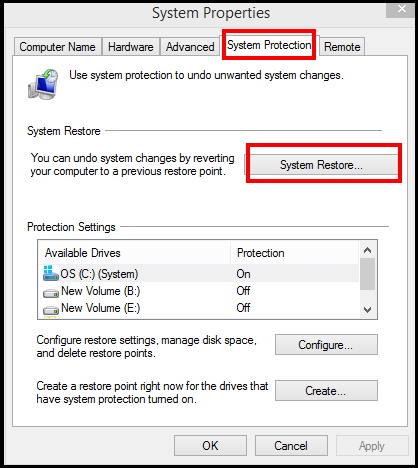 How to Enable Recover and Create System Restore Point in Windows 10