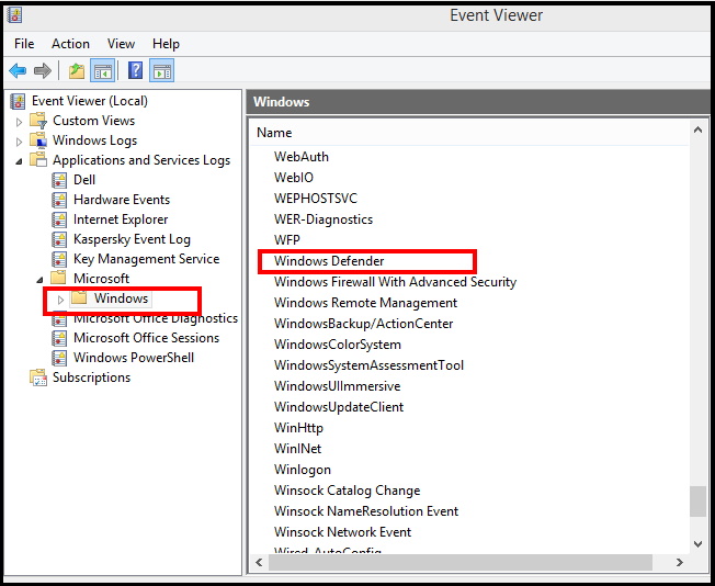 windows defender scan result log history