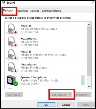 Set Default speaker