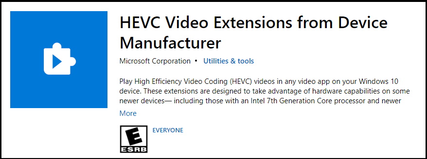 install HEVC video extension to fix Netflix error