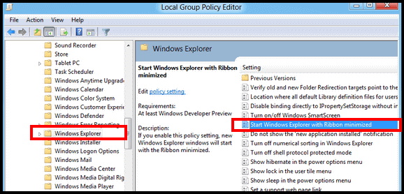 hide file explorer ribbon