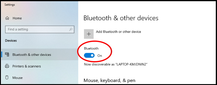 Bluetooth icon not showing