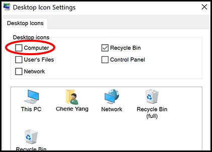desktop icon settings