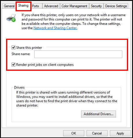 Share Printer on another Computer