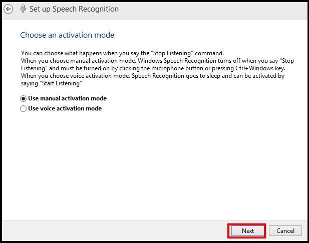 Speech Recognition activation