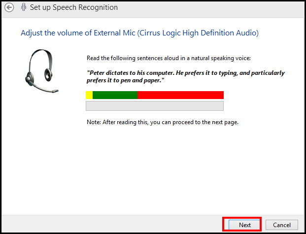 Speech Recognition settings
