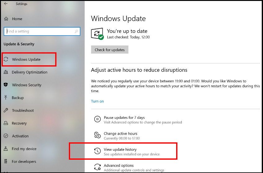 Uninstall Windows 10 update