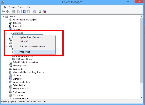 Find Hard Drive through Device Manager
