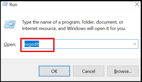 open registry editor windows 10