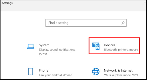 Windows 10 device settings