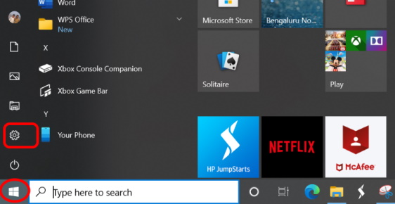 open settings windows 10