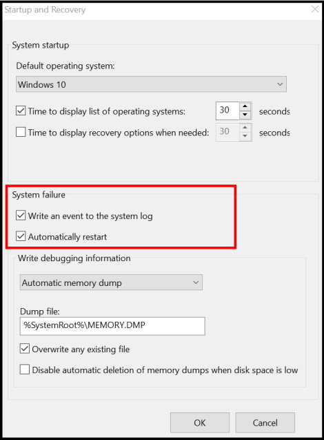 Crash Dump Setting