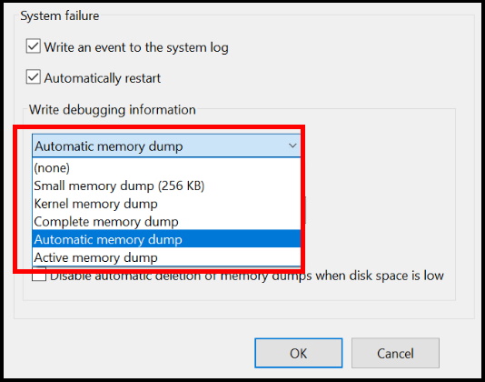 automatic memory dump