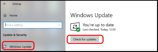 check for windows update