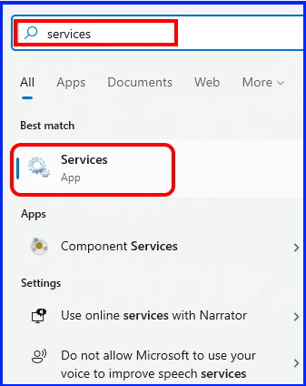 Open services windows 11