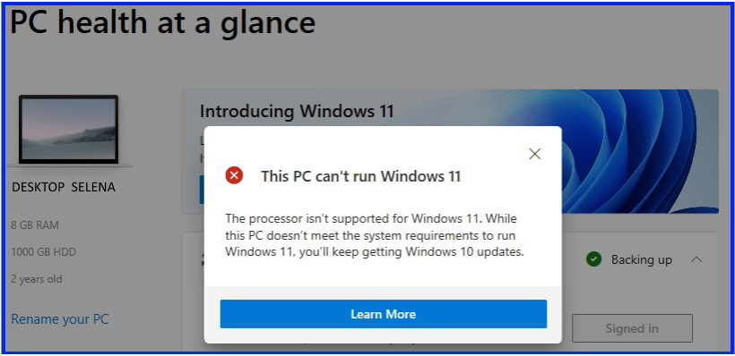 This PC Cant Run Windows 11
