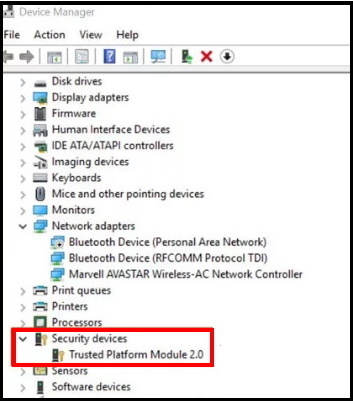 device manager tpm 2.0