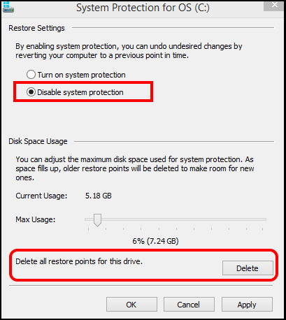  drive system protection windows 10
