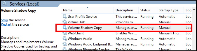 volume shadow copy windows 10