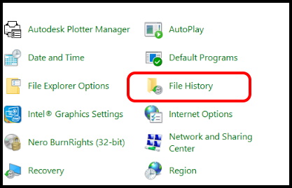 windows 10 File history