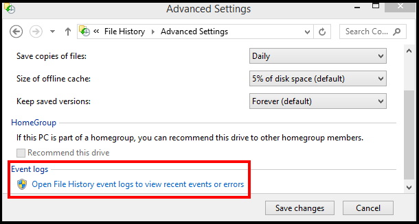 open file history event log windows 10
