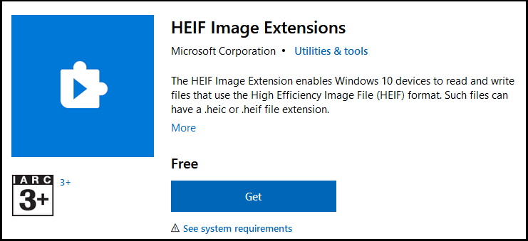 HEIF image extension