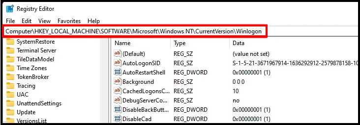 login password registry key