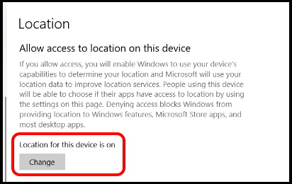 allow access to location on this device