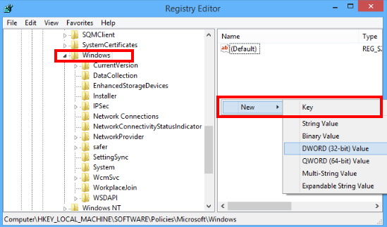 app privacy registry key windows 10