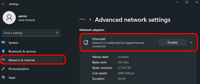 Network Settings windows 11 control panel
