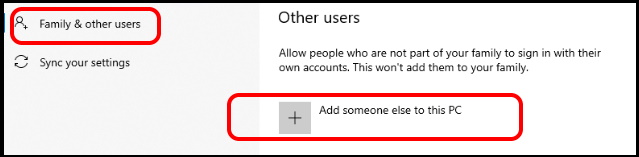 Family & other users windows 10