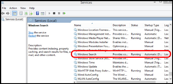 Windows search services