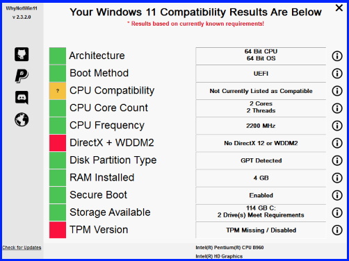 WhyNotWin11 PC Health Check