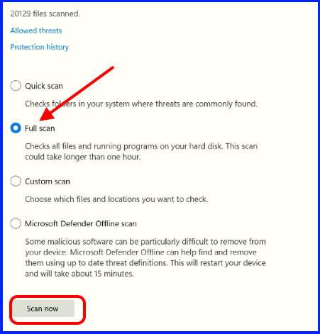 Run full system scan windows 11
