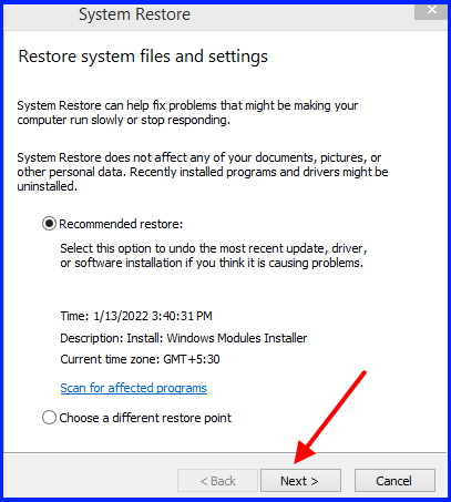 System restore windows 11