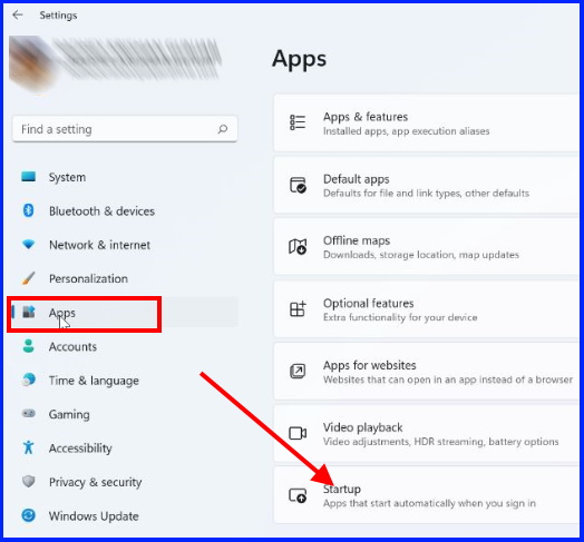 Apps settings Windows 11