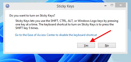 turn on sticky keys