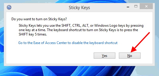 Turn off sticky keys