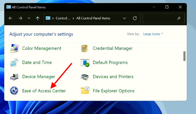 Ease of access center Windows 11