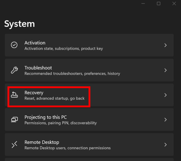 System recovery windows 11