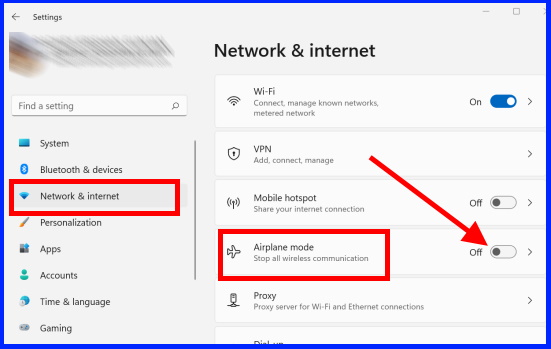 turn off airplane mode