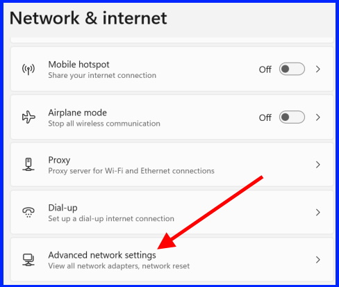 advance network settings
