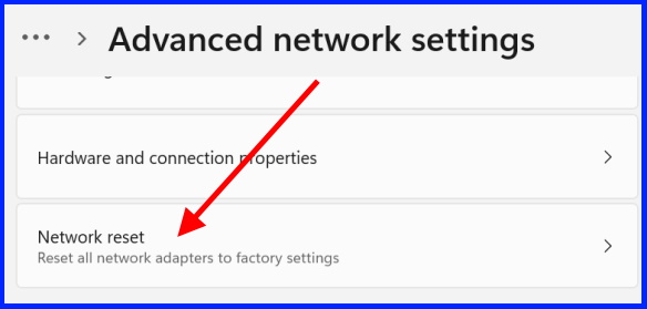 network reset Windows 11