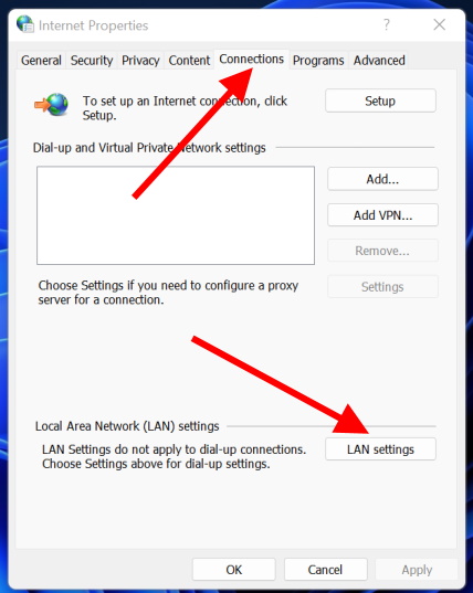 LAN settings windows 11