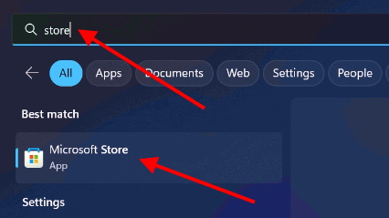 Open Microsoft store app