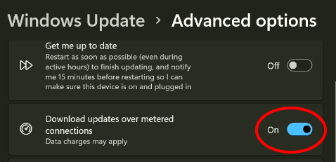 Download updates over metered connections