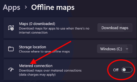 Turn off metered connection
